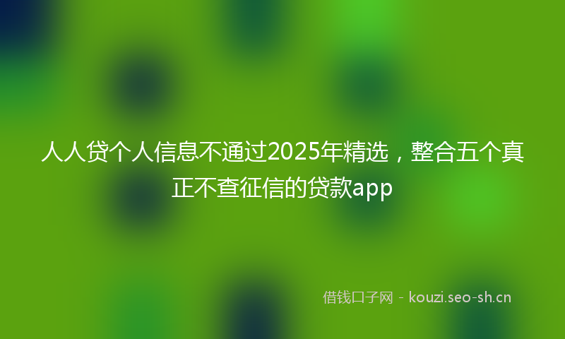 人人贷个人信息不通过2025年精选，整合五个真正不查征信的贷款app