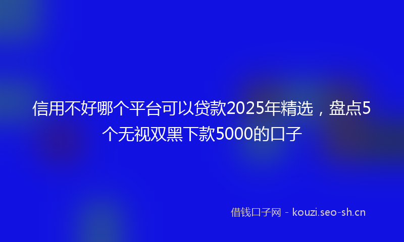信用不好哪个平台可以贷款2025年精选，盘点5个无视双黑下款5000的口子