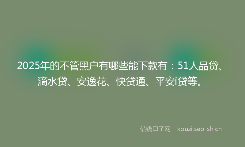 2025年的不管黑户有哪些能下款有:51人品贷、滴水贷、安逸花、快贷通、平安i贷等。