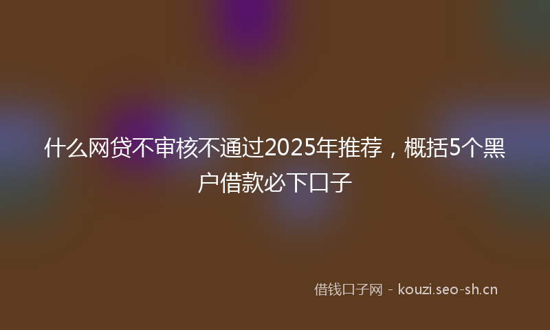 什么网贷不审核不通过2025年推荐，概括5个黑户借款必下口子