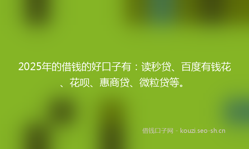 2025年的借钱的好口子有：读秒贷、百度有钱花、花呗、惠商贷、微粒贷等。