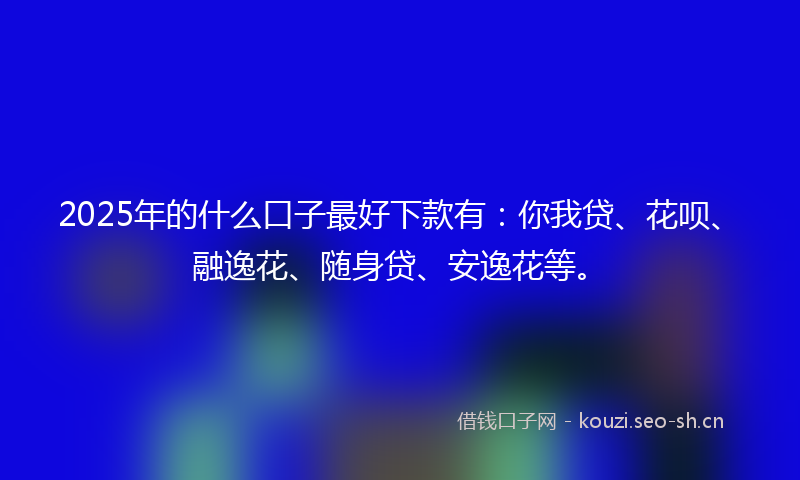 2025年的什么口子最好下款有：你我贷、花呗、融逸花、随身贷、安逸花等。