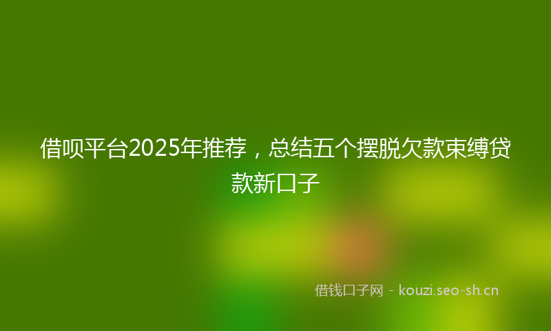 借呗平台2025年推荐，总结五个摆脱欠款束缚贷款新口子