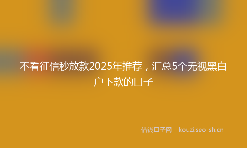 不看征信秒放款2025年推荐,汇总5个无视黑白户下款的口子