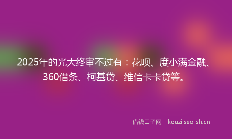 2025年的光大终审不过有：花呗、度小满金融、360借条、柯基贷、维信卡卡贷等。