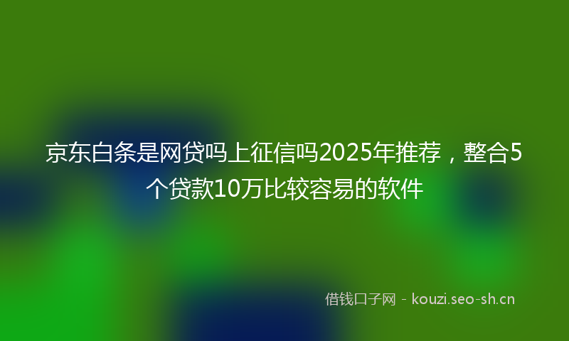 京东白条是网贷吗上征信吗2025年推荐，整合5个贷款10万比较容易的软件