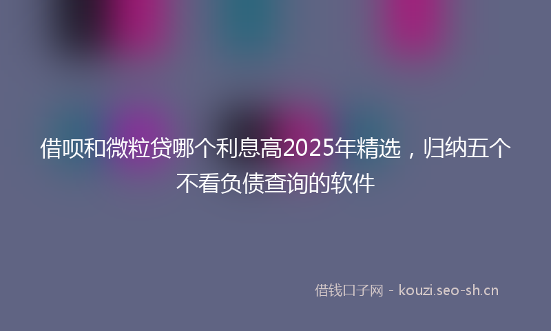 借呗和微粒贷哪个利息高2025年精选,归纳五个不看负债查询的软件