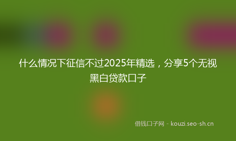 什么情况下征信不过2025年精选，分享5个无视黑白贷款口子