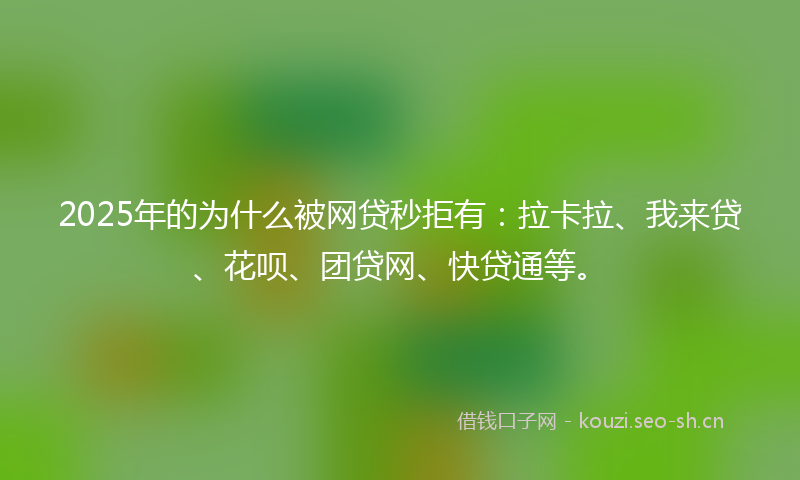 2025年的为什么被网贷秒拒有：拉卡拉、我来贷、花呗、团贷网、快贷通等。