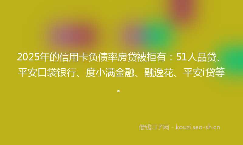2025年的信用卡负债率房贷被拒有:51人品贷、平安口袋银行、度小满金融、融逸花、平安i贷等。