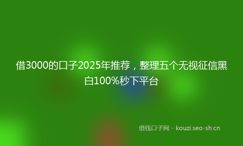 借3000的口子2025年推荐，整理五个无视征信黑白100%秒下平台