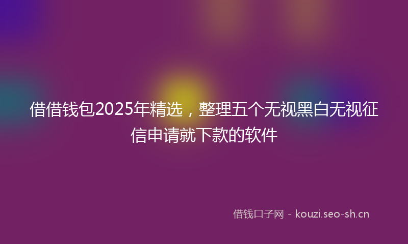 借借钱包2025年精选，整理五个无视黑白无视征信申请就下款的软件