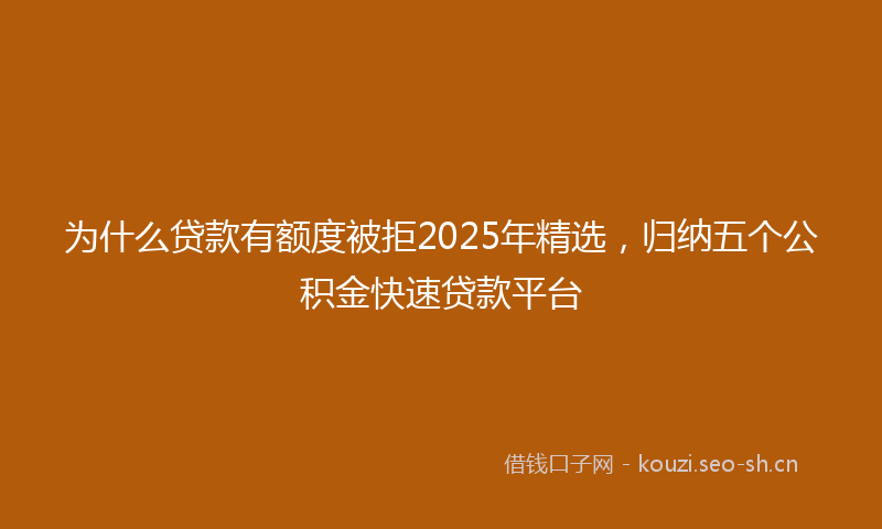 为什么贷款有额度被拒2025年精选，归纳五个公积金快速贷款平台