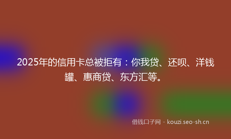 2025年的信用卡总被拒有：你我贷、还呗、洋钱罐、惠商贷、东方汇等。