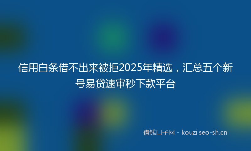 信用白条借不出来被拒2025年精选,汇总五个新号易贷速审秒下款平台