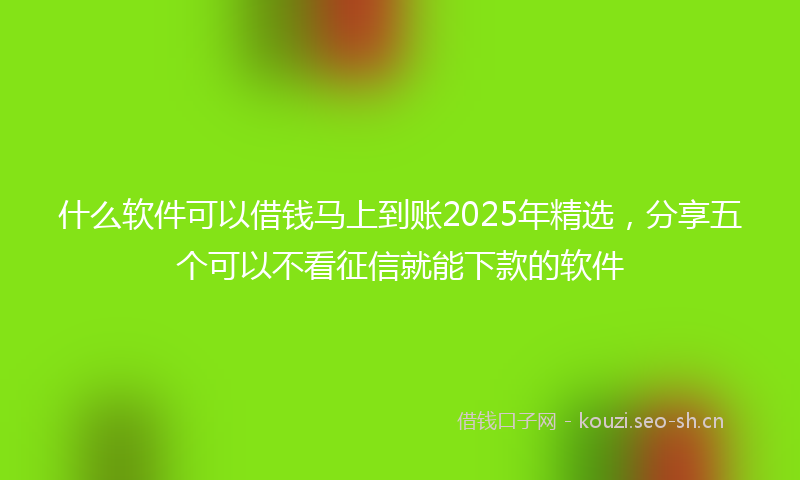 什么软件可以借钱马上到账2025年精选，分享五个可以不看征信就能下款的软件