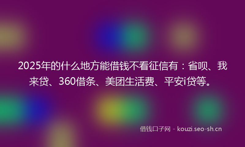 2025年的什么地方能借钱不看征信有：省呗、我来贷、360借条、美团生活费、平安i贷等。
