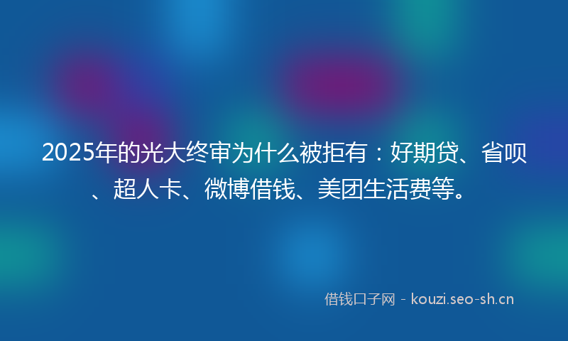 2025年的光大终审为什么被拒有:好期贷、省呗、超人卡、微博借钱、美团生活费等。