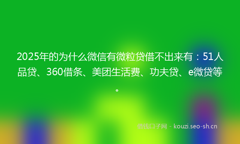 2025年的为什么微信有微粒贷借不出来有：51人品贷、360借条、美团生活费、功夫贷、e微贷等。
