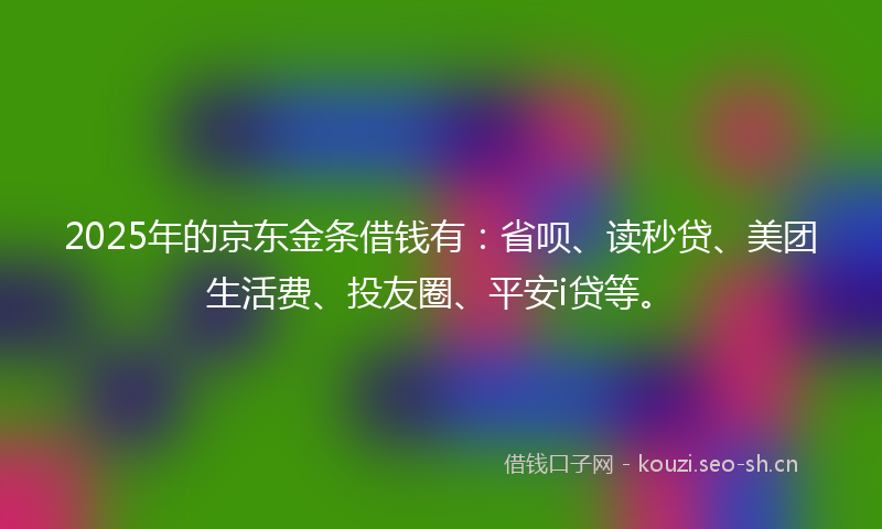 2025年的京东金条借钱有：省呗、读秒贷、美团生活费、投友圈、平安i贷等。