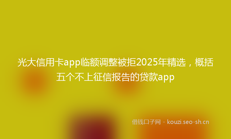 光大信用卡app临额调整被拒2025年精选,概括五个不上征信报告的贷款app