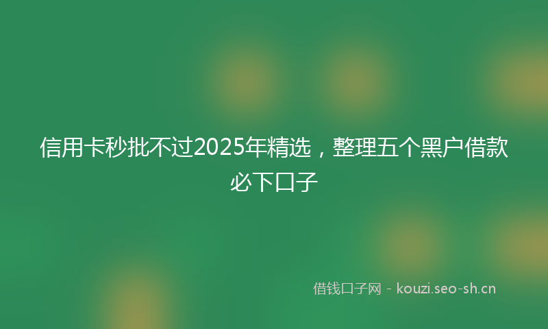 信用卡秒批不过2025年精选，整理五个黑户借款必下口子