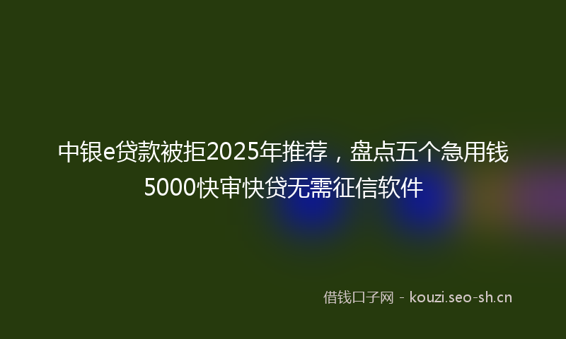 中银e贷款被拒2025年推荐，盘点五个急用钱5000快审快贷无需征信软件