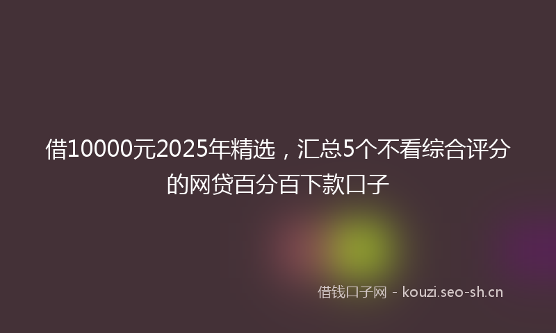 借10000元2025年精选,汇总5个不看综合评分的网贷百分百下款口子