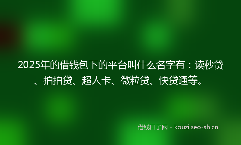 2025年的借钱包下的平台叫什么名字有：读秒贷、拍拍贷、超人卡、微粒贷、快贷通等。
