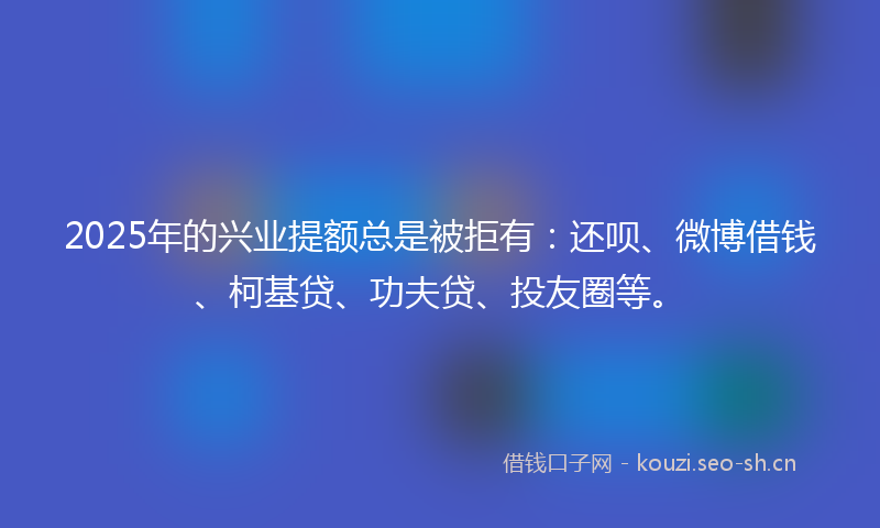 2025年的兴业提额总是被拒有：还呗、微博借钱、柯基贷、功夫贷、投友圈等。