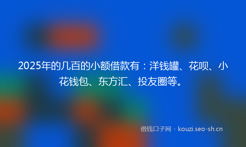 2025年的几百的小额借款有：洋钱罐、花呗、小花钱包、东方汇、投友圈等。