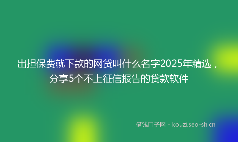 出担保费就下款的网贷叫什么名字2025年精选，分享5个不上征信报告的贷款软件