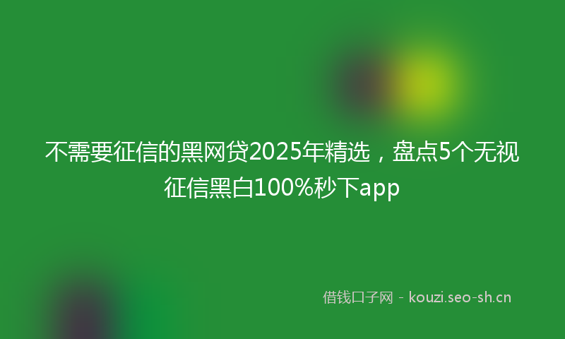 不需要征信的黑网贷2025年精选，盘点5个无视征信黑白100%秒下app