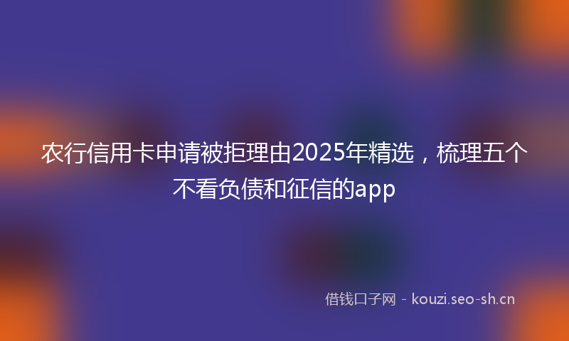 农行信用卡申请被拒理由2025年精选，梳理五个不看负债和征信的app