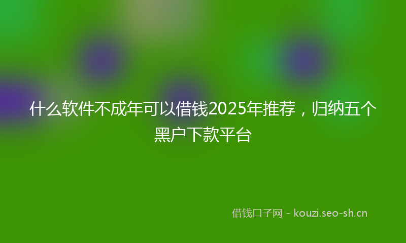 什么软件不成年可以借钱2025年推荐，归纳五个黑户下款平台