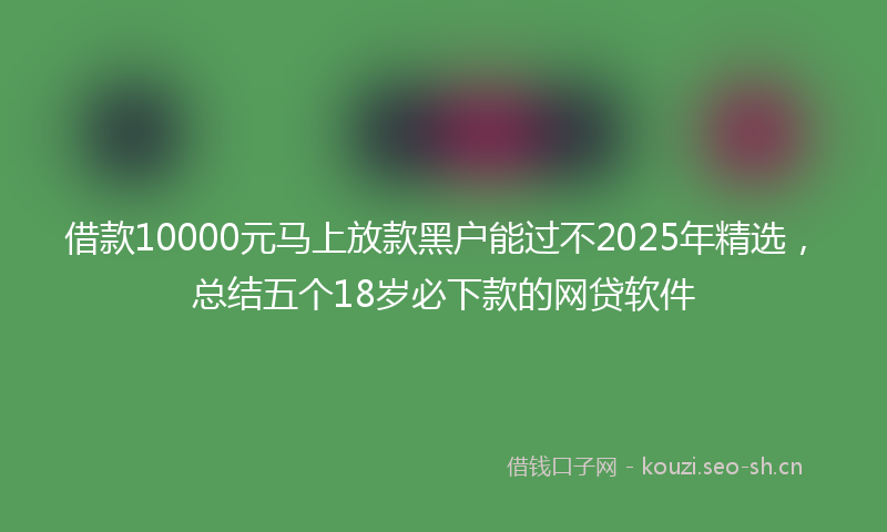 借款10000元马上放款黑户能过不2025年精选，总结五个18岁必下款的网贷软件