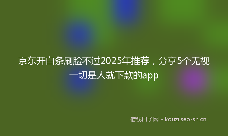 京东开白条刷脸不过2025年推荐，分享5个无视一切是人就下款的app
