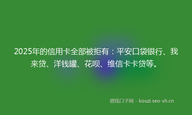 2025年的信用卡全部被拒有：平安口袋银行、我来贷、洋钱罐、花呗、维信卡卡贷等。