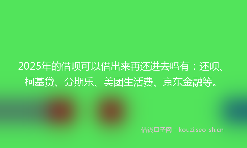 2025年的借呗可以借出来再还进去吗有：还呗、柯基贷、分期乐、美团生活费、京东金融等。