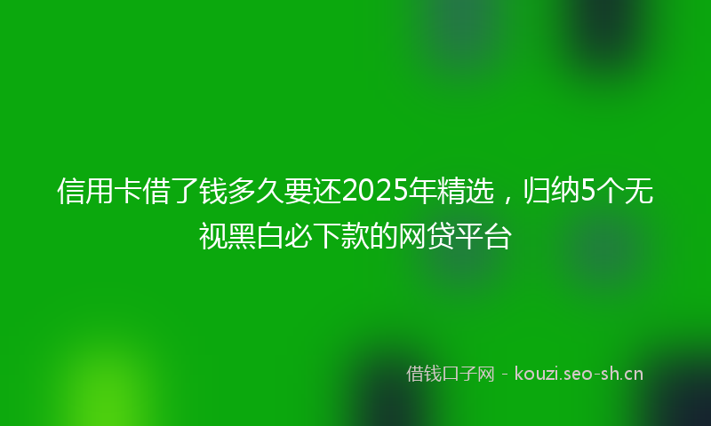 信用卡借了钱多久要还2025年精选，归纳5个无视黑白必下款的网贷平台