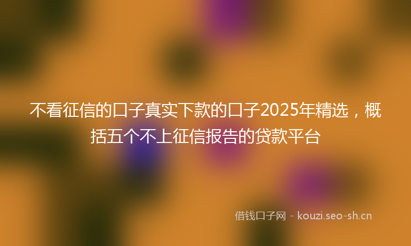 不看征信的口子真实下款的口子2025年精选，概括五个不上征信报告的贷款平台