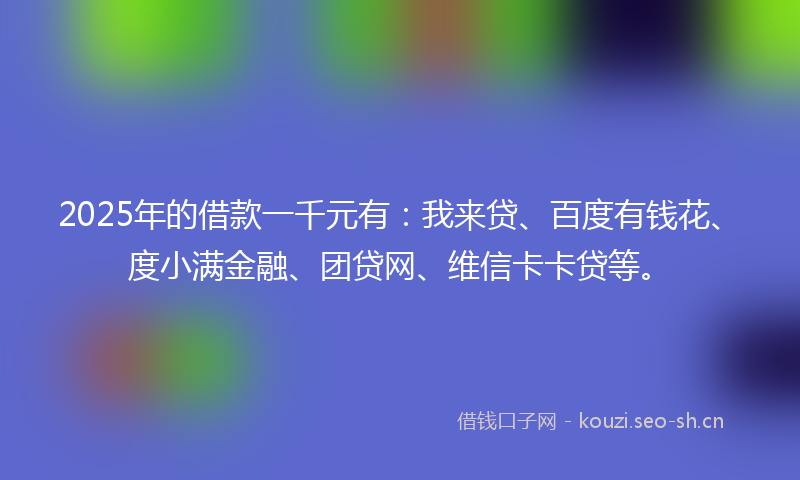 2025年的借款一千元有:我来贷、百度有钱花、度小满金融、团贷网、维信卡卡贷等。