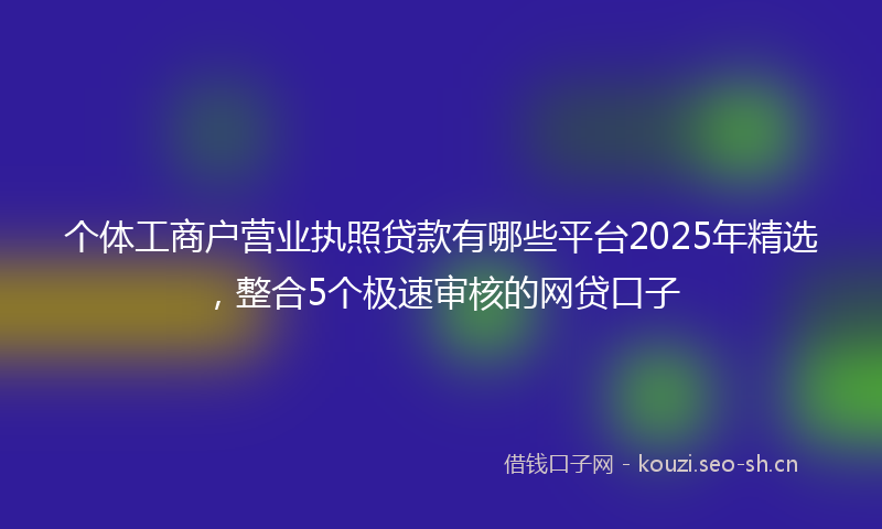 个体工商户营业执照贷款有哪些平台2025年精选，整合5个极速审核的网贷口子
