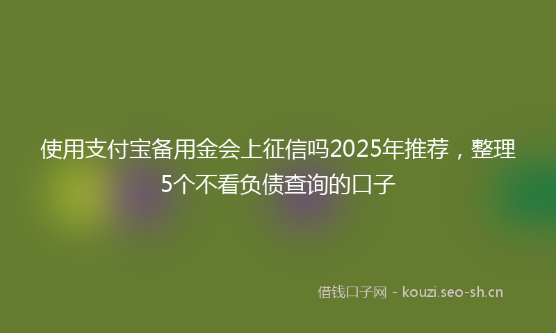使用支付宝备用金会上征信吗2025年推荐，整理5个不看负债查询的口子