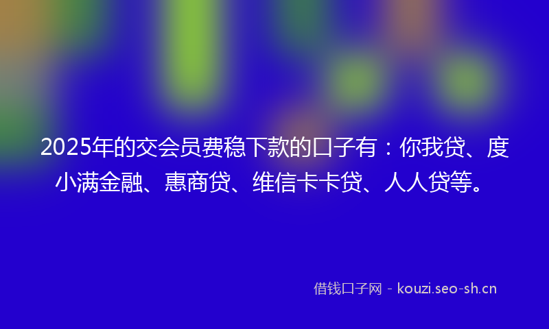 2025年的交会员费稳下款的口子有：你我贷、度小满金融、惠商贷、维信卡卡贷、人人贷等。