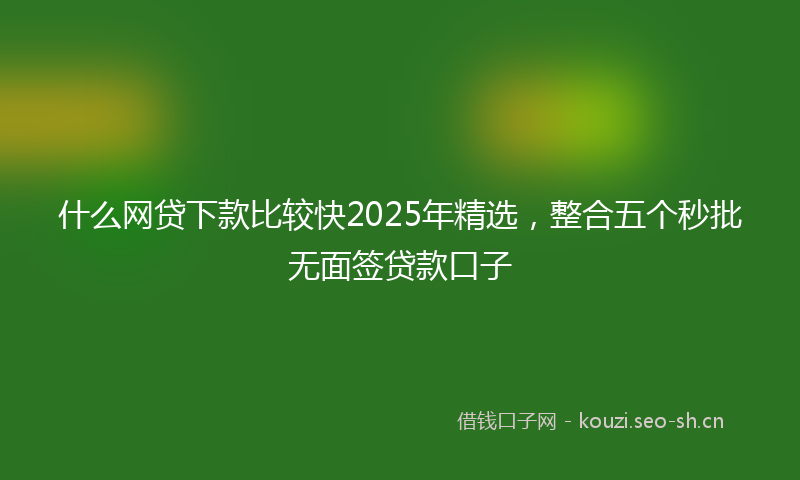 什么网贷下款比较快2025年精选，整合五个秒批无面签贷款口子