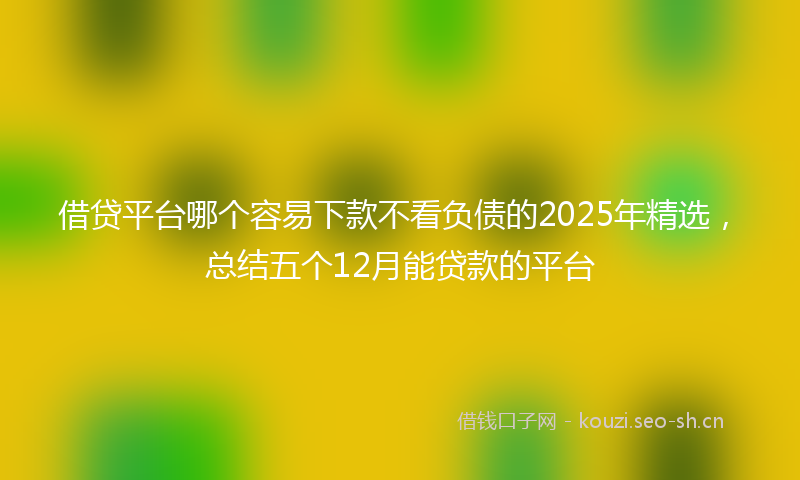 借贷平台哪个容易下款不看负债的2025年精选,总结五个12月能贷款的平台
