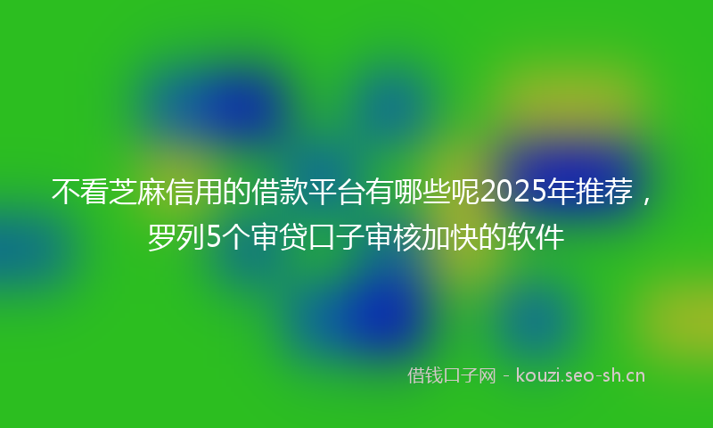 不看芝麻信用的借款平台有哪些呢2025年推荐，罗列5个审贷口子审核加快的软件