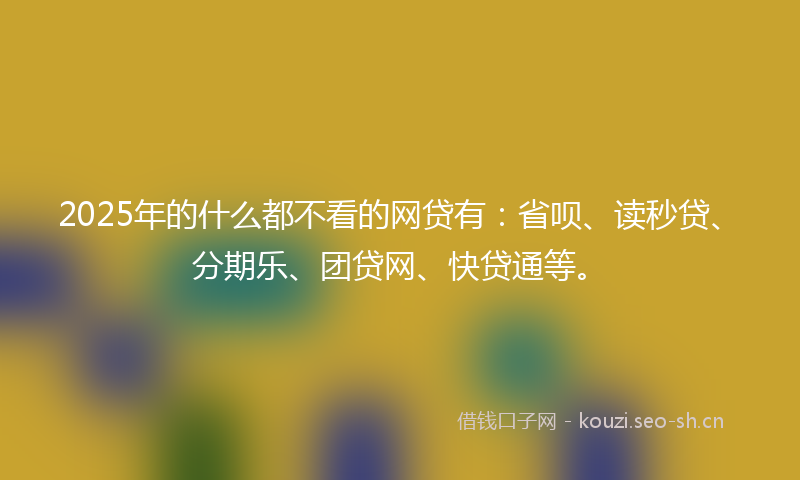 2025年的什么都不看的网贷有：省呗、读秒贷、分期乐、团贷网、快贷通等。