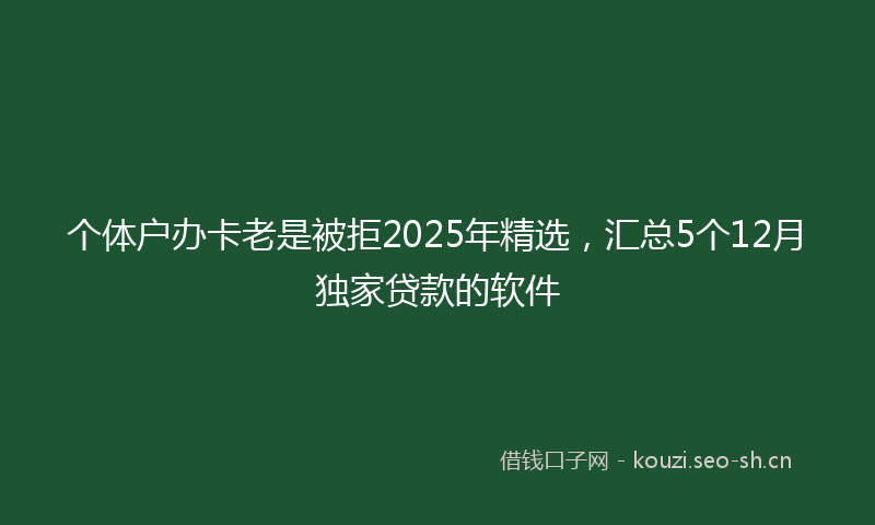 个体户办卡老是被拒2025年精选，汇总5个12月独家贷款的软件